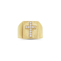 Stone-Set Cross Signet Ring (14K) Popular Jewelry New York