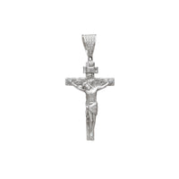 Stone-Set Wooden Textured Crucifix Cross Pendant (Silver) Popular Jewelry New York