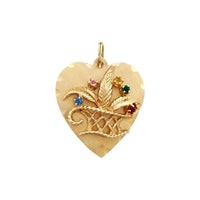 Stone-Set Flower Heart Pendant (14K) Popular Jewelry New York