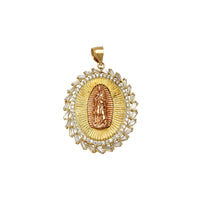 Stone-Set Halo Oval Virgin Mary Pendant (14K) Popular Jewelry New York
