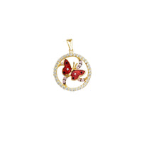 Stone-Set Red Butterfly Pendant (14K)