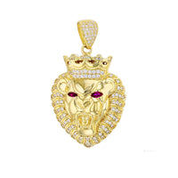 Crimson-Eyed Icy Lion Monarch Pendant (14K)