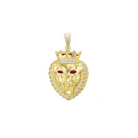 Crimson-Eyed Icy Lion Monarch Pendant (14K)