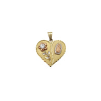 Stone-Set Rose Virgin Mary Heart Pendant (14K) Popular Jewelry New York