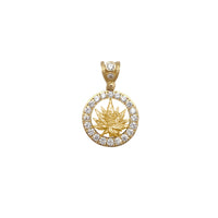 Stone-Set Round Framed Cannabis Leaf Pendant (10K)