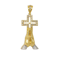 Two-Tone Praying Hands & Cross Pendant (14K)