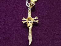 Skull and Bones Sword Pendant 14K - Lucky Diamond 恆福珠寶金行 New York City 169 Canal Street 10013 Jewelry store Playboi Charlie Chinatown @luckydiamondny 2124311180