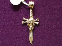 Skull and Bones Sword Pendant 14K - Lucky Diamond 恆福珠寶金行 New York City 169 Canal Street 10013 Jewelry store Playboi Charlie Chinatown @luckydiamondny 2124311180