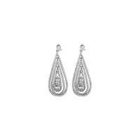 Iced-Out Teardrop Stud Dangling Earrings (Silver)