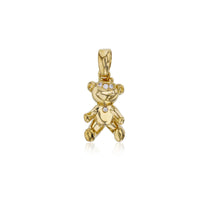 Yellow Gold CZ Teddy Bear Pendant (14K)