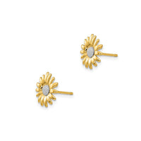 Two-Tone Daisy Flower Stud Earrings (14K)
