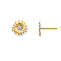 Two-Tone Daisy Flower Stud Earrings (14K)