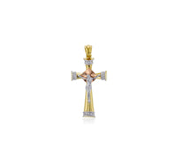 Tricolor Dainty Jesus Cross Pendant (14K)