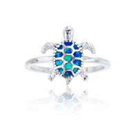 Created Opal Sea Turtle Ring (Silver)