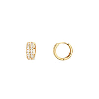 Two Row Cz Huggies Earrings (14K)