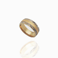 Two-Tone "Barrel" Diamond Cut Reeded Band (14K)