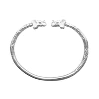 Textured Elephant Head Bangle Bracelet (Silver) Popular Jewelry New York