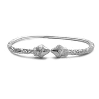 Textured Spike Adjustable Bangle Bracelet (Silver) Popular Jewelry New York