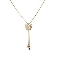 Tri-Color Butterfly Tassel Necklace (14K)