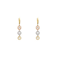 Tri-Color Circle Drop Earrings (14K) Popular Jewelry New York