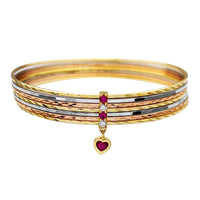 Tri-Color Faceted-Cut Heart Semanario Bracelet (14K) Popular Jewelry New York