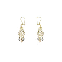 Tri-Color Fancy Hanging 1 Floor Earrings 8 (14K)