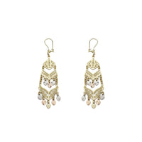 Tri-Color Fancy Hanging 3 Floor Earrings (14K)