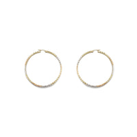 Tri-Color Flat Square Hoop (14K)