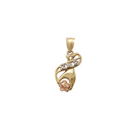 Tri-Color Rose & Hand Pendant (14K) Popular Jewelry New York