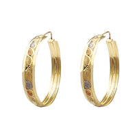 Tri-Color Sandblasted Hoop Earrings (14K) Popular Jewelry New York