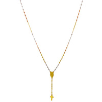Tri-Color Virgin Mary Rosary Necklace (14K) Popular Jewelry New York