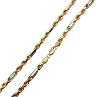 Tri-Color Solid Milano/Figarope Chain (14K)