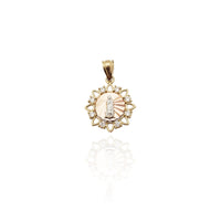 Tri-Color Virgin Mary Spiking CZ Pendant (14K)