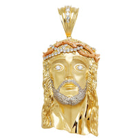 Tri-Tone CZ Jesus Head Pendant (14K) Popular Jewelry New York