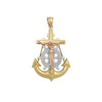 Tri-Tone Greek Anchor Crucifix Pendant (14K) Popular Jewelry New York