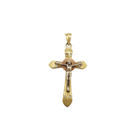 Tri-Tone Halo Crucifix Pendant (14K) Popular Jewelry New York