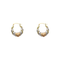 Tri-Tone Heart Hoop Earrings (14K) Popular Jewelry New York