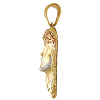 Tri-Tone Stone-Set Jesus Head Pendant (14K) Popular Jewelry New York