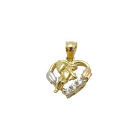 Tri-Tone Cupid Heart CZ Pendant (14K).