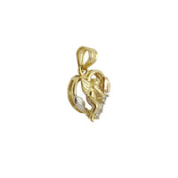 Tri-Tone Cupid Heart CZ Pendant (14K).