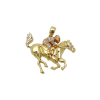 Tri-Tone Race Horse CZ Pendant (14K).