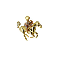 Tri-Tone Race Horse CZ Pendant (14K).