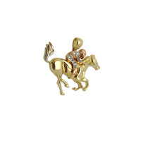 Tri-Tone Race Horse CZ Pendant (14K).