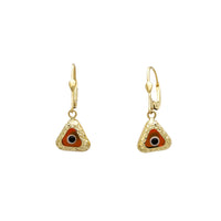 Triangle Evil Eyes Drop Earrings (14K)