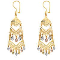 Tricolor Diamond-cut Chandelier Earrings (14K)