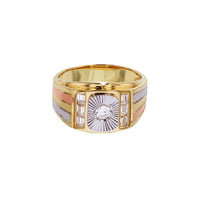 Tricolor Channel Setting Square Fluted Men's Ring (14K) Popular Jewelry New York