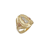 Tricolor Milgrained Frame Virgin Mary Ring (14K) Popular Jewelry New York
