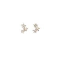 Triple Flower Stud CZ Earrings (14K)