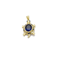 Turtle White & Blue CZ Pendant (14K) Popular Jewelry New York