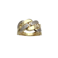 Two-Tone Alternating Pave Mesh-Back Cuban Ring (14K) Popular Jewelry New York